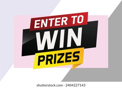 Introduzca para ganar premios concepto de palabra ilustración vector y estilo 3d para usar página de inicio, plantilla, ui, web, aplicación móvil, afiche, banner, volante, fondo, tarjeta de regalo, cupón, papel tapiz

