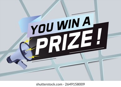 Enter to win prizes word concept vector illustration with megaphone and 3d style for use landing page, template, ui, web, mobile app, poster, banner, flyer, background, gift card, coupon, wallpaper 