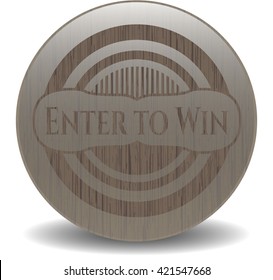 Enter to Win retro wood emblem