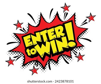 Enter to win sign. Flat red explosion sign, enter to win sign, enter to win. Vector icon on trancparent background