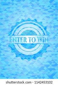 Enter to Win sky blue emblem. Mosaic background