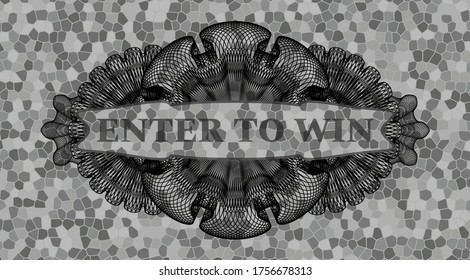 Enter to win text inside Linear stone wall realistic badge. Rock handsome background. Intense illustration. 