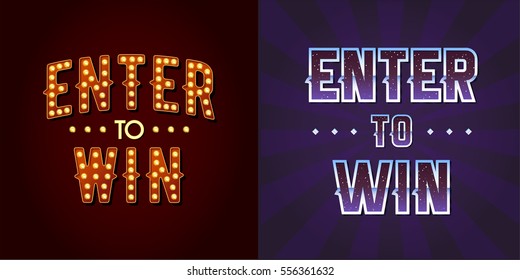 Enter to Win Vector Sign Set