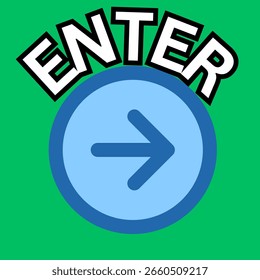 Enter é gravado com uma direção em forma de seta em um plano de fundo verde