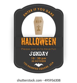 Enter if you Dare. Halloween Party Design Template. Please Join us to Have Fun Vintage Poster design with CUffin