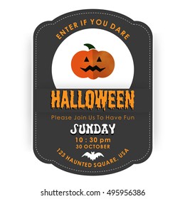 Enter if you Dare. Halloween Party Design Template. Please Join us to Have Fun Vintage Poster design with Pumpkin 