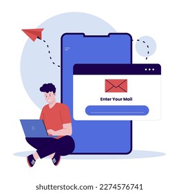 Enter your mail for for 2 step verification illustration concept. Illustration for websites, landing pages, mobile apps, posters and banners. Trendy flat vector illustration