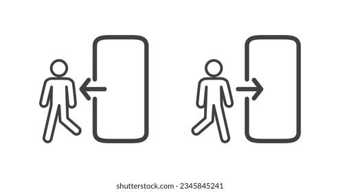 Enterance and exit flat icon, Train station information board icon in thin line style, modern train station facilities vector illustration.