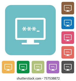 Entering to application white flat icons on color rounded square backgrounds
