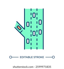 Entering highway from ramp RGB color icon. Controlling vehicle flow on freeway. Urban traffic management process. Isolated vector illustration. Simple filled line drawing. Editable stroke