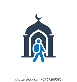 Entering the Holy Mosque Icon Isolated On White Background