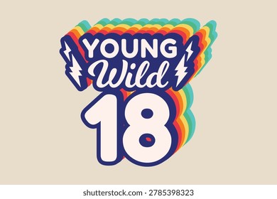 Entering My 18 Era Retro Birthday Typography Trendy Sticker Design