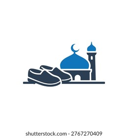 Entering The Sacred Mosque Icon Isolated On White Background
