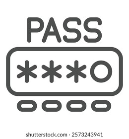 Entering secure password line icon, hacker attacks concept. Vector graphics. Password input form sign on white background, outline style icon for mobile or web design