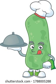 A enterobacteriaceae chef cartoon design with hat and tray. Vector illustration
