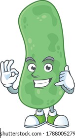 Enterobacteriaceae mascot cartoon design make a call gesture. Vector illustration