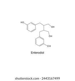 Enterodiol skeletal structure diagram.lignan compound molecule scientific illustration on white background.