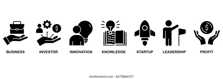 Enterpreneur banner web icon vector illustration concept for� business, investor, innovation, knowledge, startup, leadership and profit