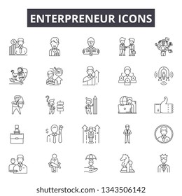 Enterpreneur line icons for web and mobile design. Editable stroke signs. Enterpreneur  outline concept illustrations