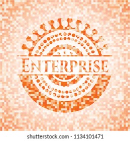 Enterprise abstract orange mosaic emblem with background