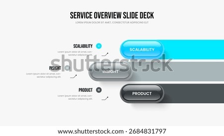 Enterprise Analysis 3 Option Infographic Slideshow Template. Company Performance Frame Layout Vector Illustration. Corporate Overview Three Step Diagram Presentation Design.