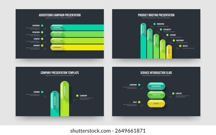 Enterprise Analysis 4 5 2 3 Opção Conjunto de Layouts de Slides Infográficos. Publicidade Revisão Quatro Cinco Dois Três Elemento Diagrama Quadro Design Vetor Ilustração Pacote.