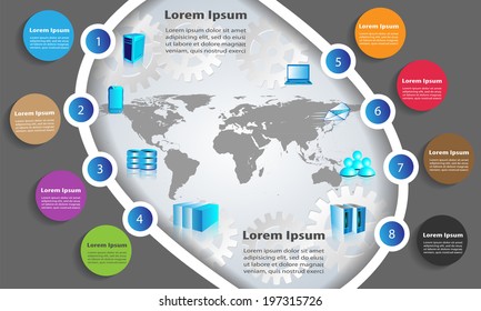 Enterprise application global Integration and Service Oriented Architecture technology Infographics - Vector illustration