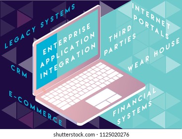 Enterprise application integration isometric vector illustration