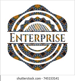 Enterprise arabic badge. Arabesque decoration.
