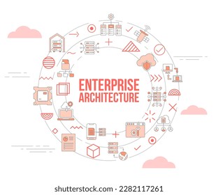 enterprise architecture concept with icon set template banner and circle round shape
