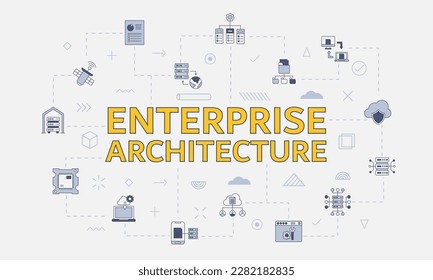 enterprise architecture concept with icon set with big word or text on center