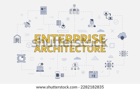 enterprise architecture concept with icon set with big word or text on center