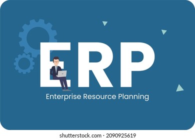 Enterprise Architecture Planning (ERP) and Bussinesman Flat Vector