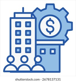 Ilustración de icono único blanco azul Empresa