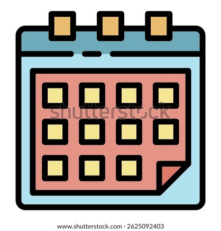 Enterprise calendar icon. Outline enterprise calendar vector icon color flat isolated