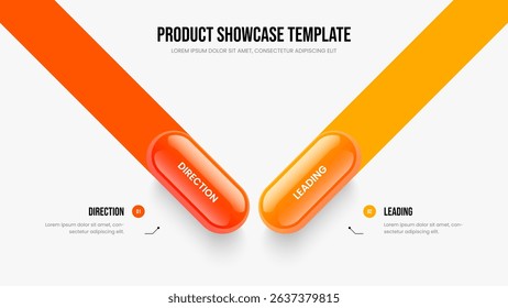 Enterprise Campaign 2 Element Diagram Presentation Layout. Professional Overview Slide Template Vector Illustration. Product Insight Two Option Infographic Frame Design.