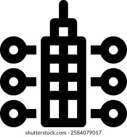 Enterprise Central Component, ERP Architecture Outline Icon
