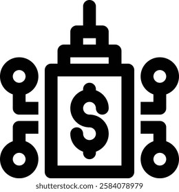 Enterprise Central Component, ERP System Outline Icon
