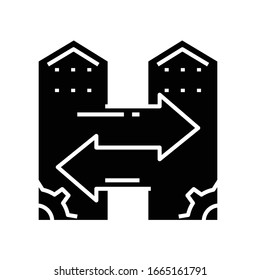 Enterprise collaboration black icon, concept illustration, vector flat symbol, glyph sign.