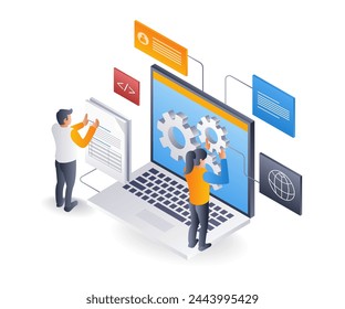 Enterprise development configuration management flat isometric illustration concept