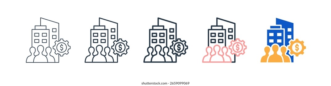Os ícones de estilo diferentes corporativos definem a ilustração vetorial.