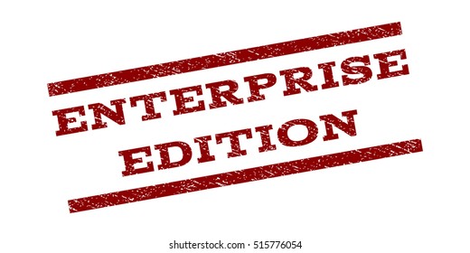 Enterprise Edition watermark stamp. Text tag between parallel lines with grunge design style. Rubber seal stamp with scratched texture. Vector dark red color ink imprint on a white background.