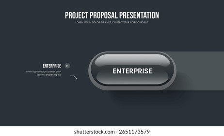 Enterprise Forecast Slideshow Layout Vector Illustration. Business Profile 1 Option Infographic Slide Template. Company Report One Step Diagram Presentation Design.