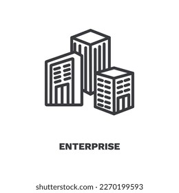 enterprise icon. Thin line enterprise icon from marketing collection. Outline vector isolated on white background. Editable enterprise symbol can be used web and mobile