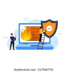 Enterprise illustration Internet security firewall protection information, vector,