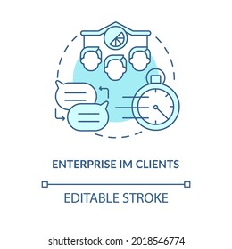 Enterprise IM client blue concept icon. Service for communicating for business. Messaging software abstract idea thin line illustration. Vector isolated outline color drawing. Editable stroke