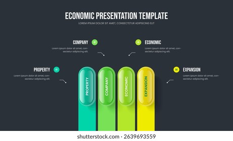 Enterprise Innovation 4 Option Diagram Frame Template. Marketing Briefing Slideshow Design Vector Illustration. Consulting Portfolio Four Step Infographic Presentation Layout.