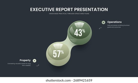 Enterprise Innovation Two Step Chart Frame Layout. Business Solution 2 Element Diagram Slideshow Design. Marketing Overview Presentation Template Vector Illustration.
