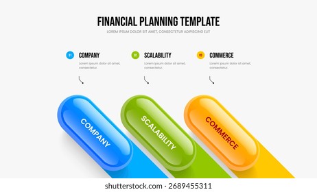 Layout da apresentação de slides com informações sobre o elemento Enterprise Insight 3. Modelo de Apresentação de Diagrama de Três Etapas de Carteira Profissional. Ilustração de vetor de design de slide de lançamento de serviço.