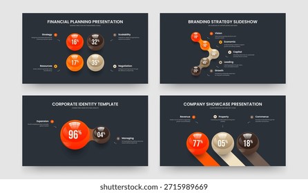 Introdução à empresa 4 5 2 3 Pacote de design de quadro de diagrama de opções. Desempenho Mínimo Quatro Cinco Dois Três Elemento Gráfico Slideshow Modelo Vetor Ilustração Coleção.